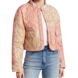 New! 7 For All Mankind Quilted Patchwork Cropped Jacket